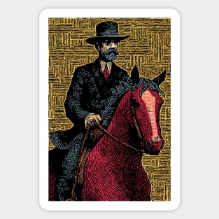 Elegant Victorian Horse and Rider Illustration Art Sticker